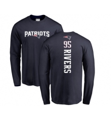 Football New England Patriots #95 Derek Rivers Navy Blue Backer Long Sleeve T-Shirt