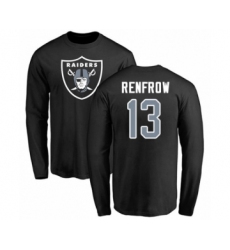 Football Oakland Raiders #13 Hunter Renfrow Black Name & Number Logo Long Sleeve T-Shirt