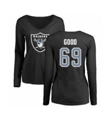 Football Women's Oakland Raiders #69 Denzelle Good Black Name & Number Logo Long Sleeve T-Shirt