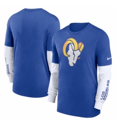 Men's Los Angeles Rams Heather Blue Slub Fashion Long Sleeve T Shirt