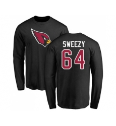 Football Arizona Cardinals #64 J.R. Sweezy Black Name & Number Logo Long Sleeve T-Shirt