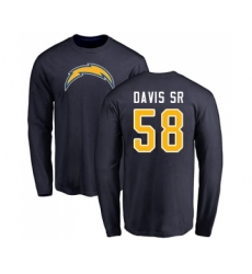 Football Los Angeles Chargers #58 Thomas Davis Sr Navy Blue Name & Number Logo Long Sleeve T-Shirt