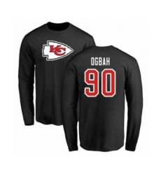 Football Kansas City Chiefs #90 Emmanuel Ogbah Black Name & Number Logo Long Sleeve T-Shirt