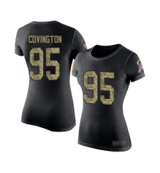 Football Women's Dallas Cowboys #95 Christian Covington Black Camo Salute to Service T-Shirt