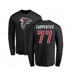 Football Atlanta Falcons #77 James Carpenter Black Name & Number Logo Long Sleeve T-Shirt