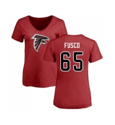Football Women's Atlanta Falcons #65 Brandon Fusco Red Name & Number Logo T-Shirt
