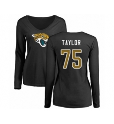Football Women's Jacksonville Jaguars #89 Josh Oliver Black Name & Number Logo Slim Fit Long Sleeve T-Shirt