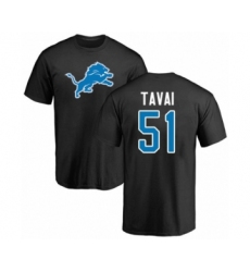 Football Detroit Lions #51 Jahlani Tavai Black Name & Number Logo T-Shirt