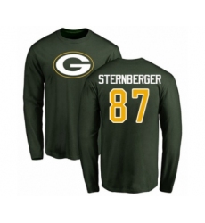 Football Green Bay Packers #87 Jace Sternberger Green Name & Number Logo Long Sleeve T-Shirt