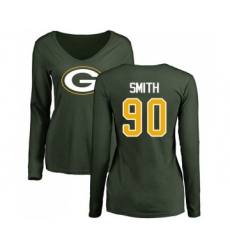 Football Women's Green Bay Packers #90 Za'Darius Smith Green Name & Number Logo Long Sleeve T-Shirt