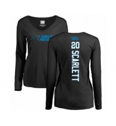 Football Women's Carolina Panthers #20 Jordan Scarlett Black Backer Slim Fit Long Sleeve T-Shirt
