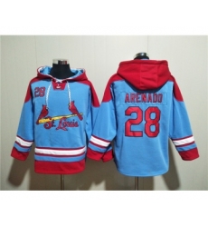 Men's St.Louis Cardinals #28 Nolan Arenado Blue Ageless Must-Have Lace-Up Pullover Hoodie