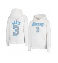 Men's Los Angeles Lakers #3 Anthony Davis 2021 White Pullover Basketball Hoodie