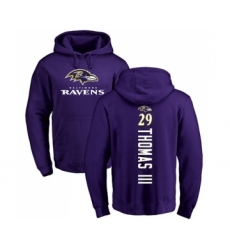 Football Baltimore Ravens #29 Earl Thomas III Purple Backer Pullover Hoodie