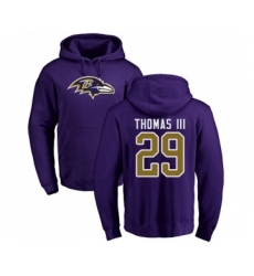 Football Baltimore Ravens #29 Earl Thomas III Purple Name & Number Logo Pullover Hoodie