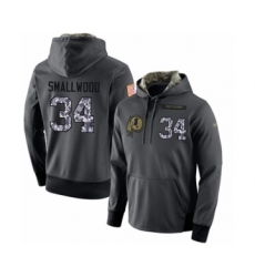 Football Men's Washington Redskins #34 Wendell Smallwood Stitched Black Anthracite Salute to Service Player Performance Hoodie