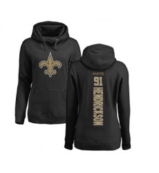 Football Women's New Orleans Saints #91 Trey Hendrickson Black Backer Pullover Hoodie