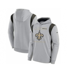 Men's New Orleans Saints 2021 Gray Sideline Logo Performance Pullover Hoodie
