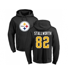 Football Pittsburgh Steelers #82 John Stallworth Black Name & Number Logo Pullover Hoodie