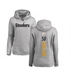 Football Women's Pittsburgh Steelers #50 Ryan Shazier Ash Backer Pullover Hoodie