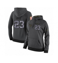 Football Women's Houston Texans #23 Carlos Hyde Stitched Black Anthracite Salute to Service Player Performance Hoodie