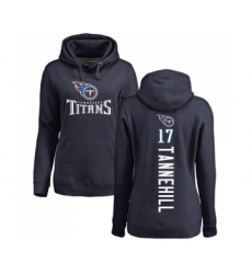 Football Women's Tennessee Titans #17 Ryan Tannehill Navy Blue Backer Pullover Hoodie
