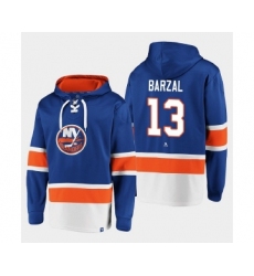 Men's New York Islanders #13 Mathew Barzal Royal Ageless Must-Have Lace-Up Pullover Hoodie