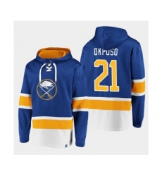 Men's Buffalo Sabres #21 Kyle Okposo Royal Ageless Must-Have Lace-Up Pullover Hoodie