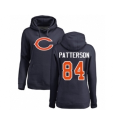 Football Women's Chicago Bears #84 Cordarrelle Patterson Navy Blue Name & Number Logo Pullover Hoodie