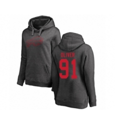 Football Women's Buffalo Bills #91 Ed Oliver Ash One Color Pullover Hoodie
