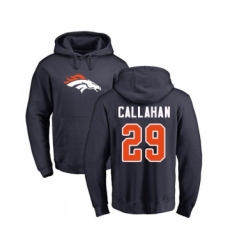 Football Denver Broncos #29 Bryce Callahan Navy Blue Name & Number Logo Pullover Hoodie