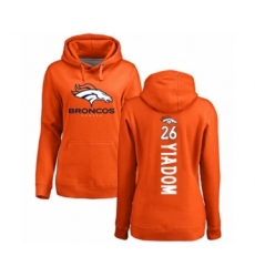 Football Women's Denver Broncos #26 Isaac Yiadom Orange Backer Pullover Hoodie
