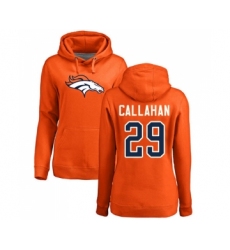 Football Women's Denver Broncos #29 Bryce Callahan Orange Name & Number Logo Pullover Hoodie