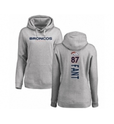 Football Women's Denver Broncos #87 Noah Fant Ash Backer Pullover Hoodie