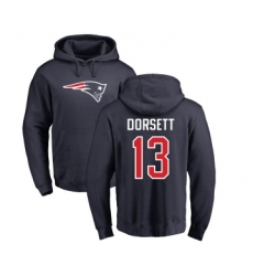Football New England Patriots #13 Phillip Dorsett Navy Blue Name & Number Logo Pullover Hoodie