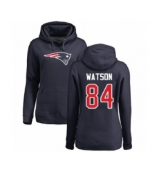 Football Women's New England Patriots #84 Benjamin Watson Navy Blue Name & Number Logo Pullover Hoodie