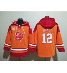 Men's Tampa Bay Buccaneers #12 Tom Brady Orange Red Ageless Must-Have Lace-Up Pullover Hoodie
