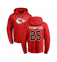 Football Kansas City Chiefs #25 Darwin Thompson Red Name & Number Logo Pullover Hoodie