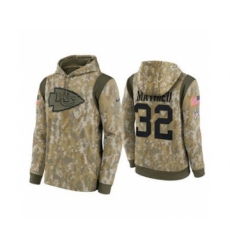 Men's Kansas City Chiefs #32 Tyrann Mathieu Camo 2021 Salute To Service Therma Performance Pullover Football Hoodie