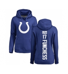Football Women's Indianapolis Colts #17 Devin Funchess Royal Blue Backer Pullover Hoodie