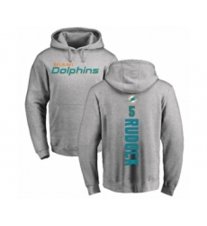 Football Miami Dolphins #5 Jake Rudock Ash Backer Pullover Hoodie