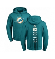 Football Miami Dolphins #63 Michael Deiter Aqua Green Backer Pullover Hoodie