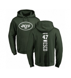 Football New York Jets #75 Chuma Edoga Ash Name & Number Logo Pullover Hoodie