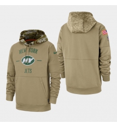 Men's New York Jets Tan 2019 Salute to Service Sideline Therma Pullover Hoodie