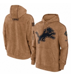 Men's Detroit Lions Nike Brown 2023 Salute To Service Club Pullover Hoodie