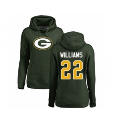 Football Women's Green Bay Packers #22 Dexter Williams Green Name & Number Logo Pullover Hoodie