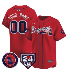 Men's Atlanta Braves Customized Red 2024 Spring Training Patch Limited Stitched Baseball Jersey