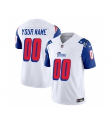 Men's Nike New England Patriots Active Player Custom White Blue 2023 F.U.S.E. Throwback Limited Football Stitched Jersey