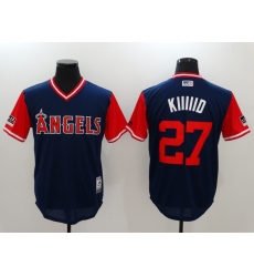 Men's Los Angeles Angels of Anaheim #27 Mike Trout Kiiiiid Authentic Navy Jersey