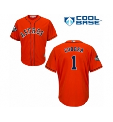 Youth Houston Astros #1 Carlos Correa Authentic Orange Alternate Cool Base 2019 World Series Bound Baseball Jersey